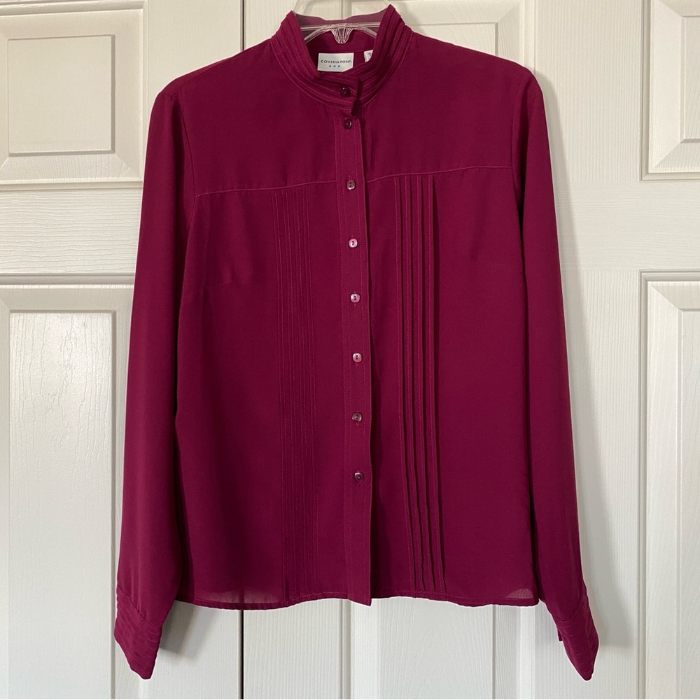 Covington Women's Burgundy Long Sleeve Blouse Size S
